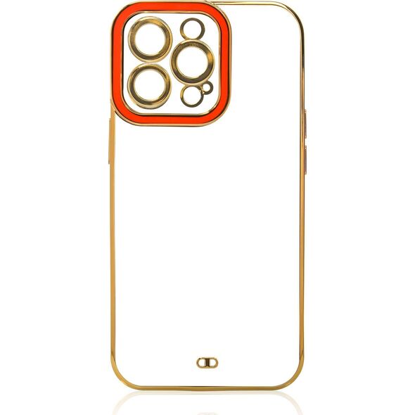 Hurtel Fashion Case etui do iPhone 13 Pro Max żelowy pokrowiec ze złotą ramką czerwony 11114557 9145576252260