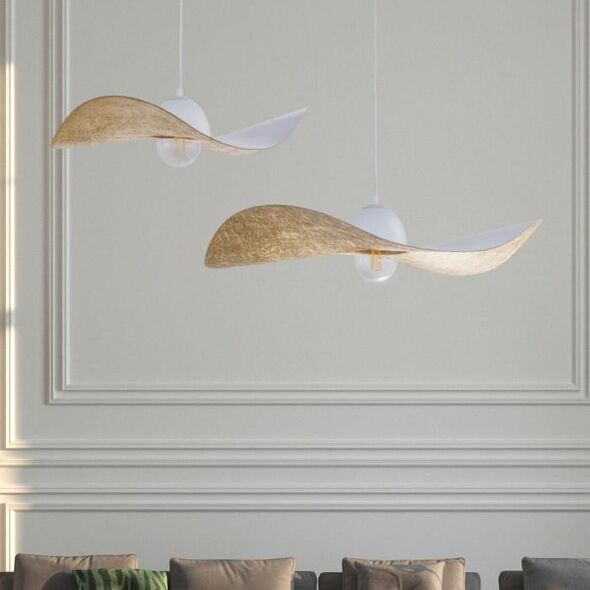 Lampa wisząca Sigma Zwis nad blat KAPELLO metalowy kapelusz do kuchni biały złoty 11204242 5907554418990