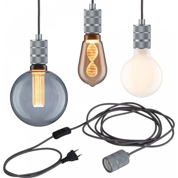 Lampa wisząca Paulmann Lampa wisząca z wyłącznikiem Neordic Tilla max.20W E27 szary-aluminium 230V 11221323 4000870784372