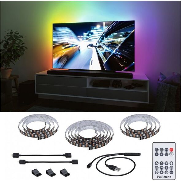 Taśma LED Paulmann Zestaw taśma LED TV 75cali  USB + pilot Dynamic Rainbow RGB 5W 5V czarny 11221330 4000870788820