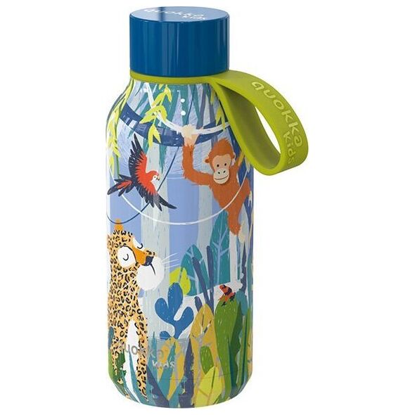 Quokka Quokka Solid Kids with strap - Butelka termiczna ze stali nierdzewnej 330 ml z paskiem (Jungle) 11232324 8412497401451