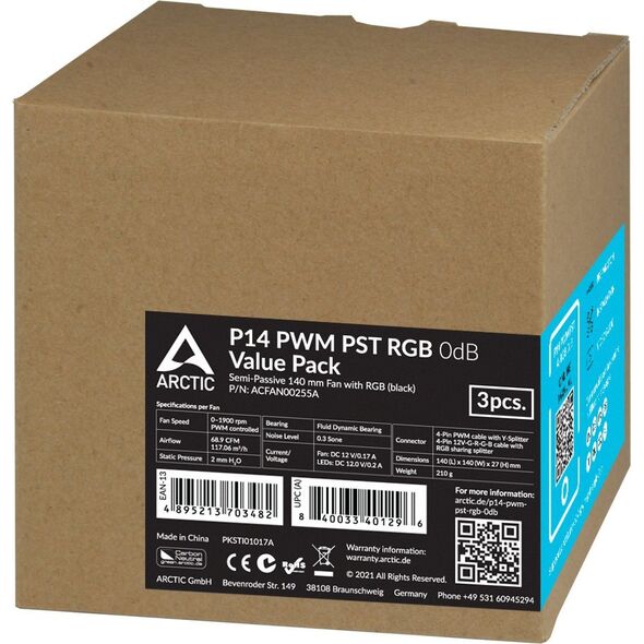 Wentylator Arctic P14 PWM PST RGB 0dB 3-pack (ACFAN00255A) 11237974 4895213703482