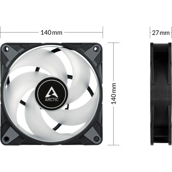 Wentylator Arctic P14 PWM PST RGB 0dB 3-pack + Hub (ACFAN00256A) 11237975 4895213703499
