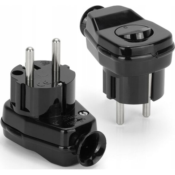Montis Wtyczka rozbieralna kątowa z włącznikiem Uni-Schuko 2p+Z| WT-16U/LK CZARNY MT094-C 11238220 5901811405600