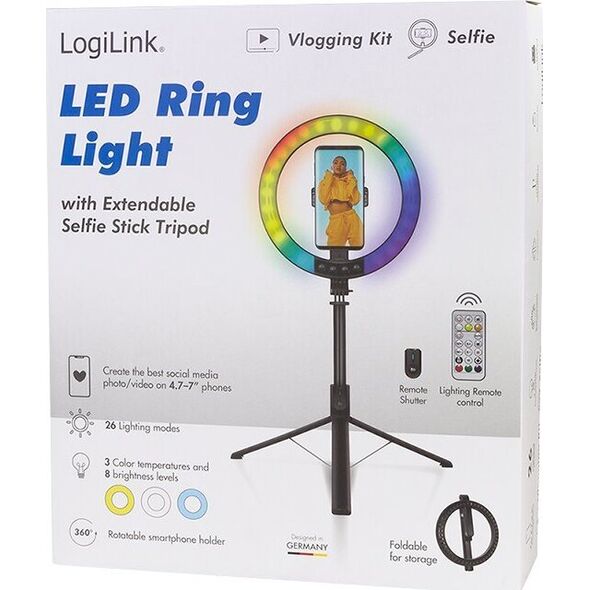 Selfie stick LogiLink LogiLink Smartphone-Ringlicht m.Selfie-Stick-Stativ,DM 20cm 11239710 4052792066678