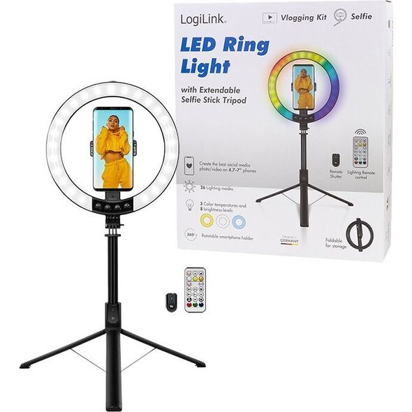Selfie stick LogiLink LogiLink Smartphone-Ringlicht m.Selfie-Stick-Stativ,DM 20cm 11239710 4052792066678