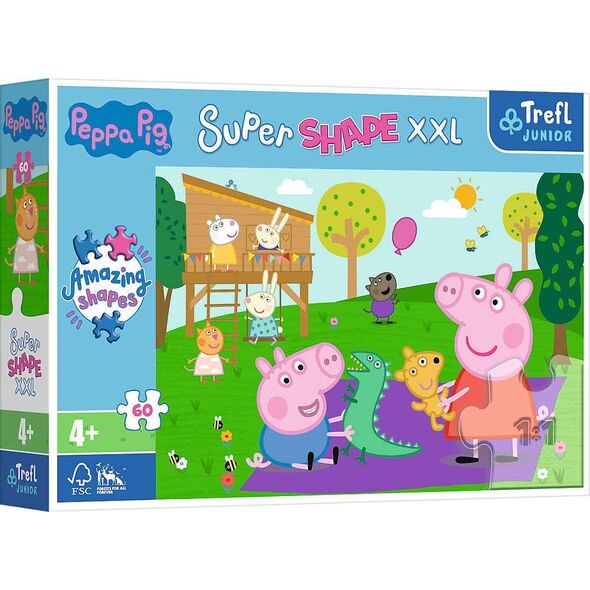 Trefl Puzzle 60 elementy Super Shape XXL Świnka Peppa Zabawy z braciszkiem 11240149 5900511500110