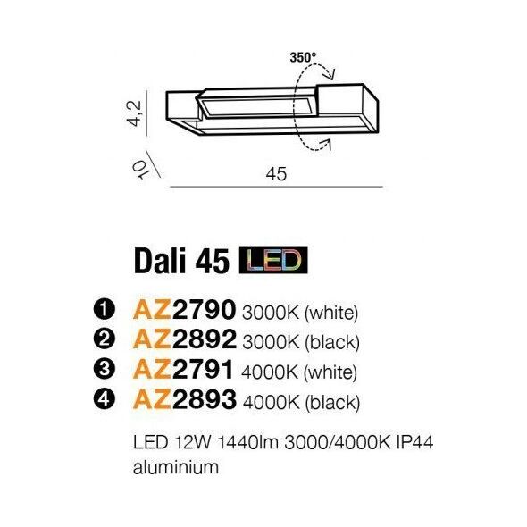 Kinkiet Azzardo Lampa ścienna 4000K Dali 45 AZ2893 Azzardo 11262053 5901238428930