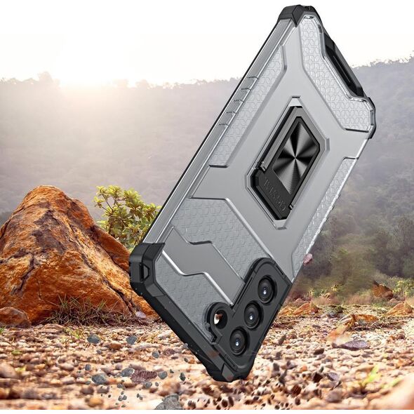 Hurtel Crystal Ring Case Hybrydowe Etui + Magnetyczny Uchwyt Samsung Galaxy S22+ Niebieski 11264140 9145576243190