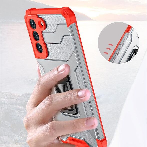 Hurtel Crystal Ring Case Hybrydowe Etui + Magnetyczny Uchwyt Samsung Galaxy S22+ Czerwony 11264145 9145576243183