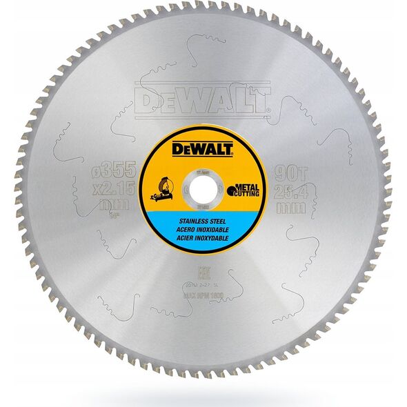 Dewalt hm-piła do metalu 355x25,4 z90/inox 3-25mm/ 11273297 5035048093405