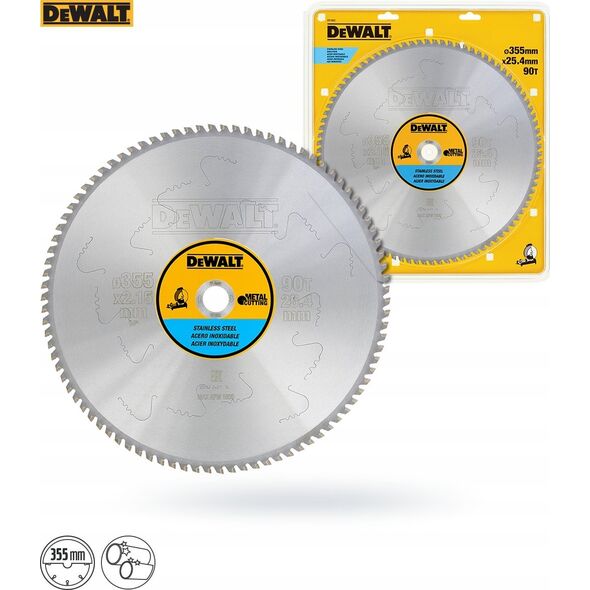 Dewalt hm-piła do metalu 355x25,4 z90/inox 3-25mm/ 11273297 5035048093405