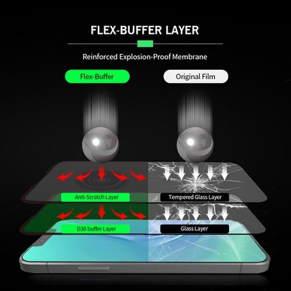 Bestsuit Szkło hybrydowe Bestsuit Flex-Buffer 5D z powłoką antybakteryjną Biomaster do iPhone 12 mini 5,4" czarny 11467679 5903396130212