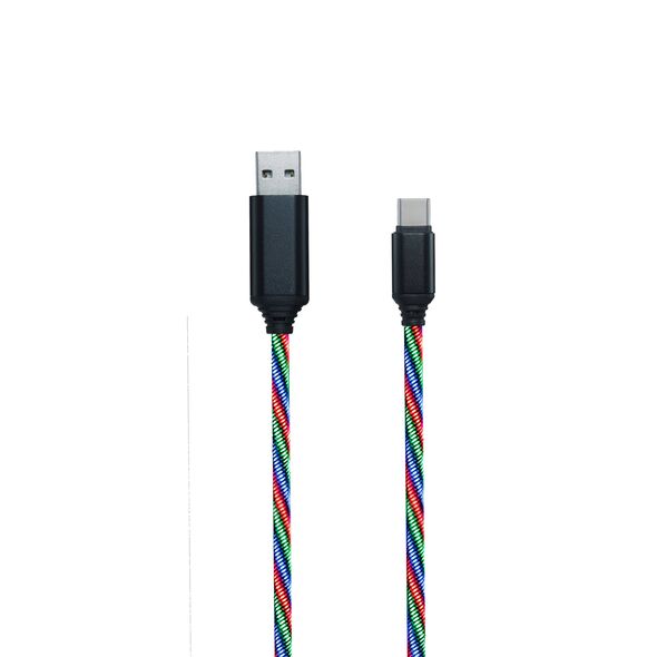 Kabel USB 2GO USB-A - USB-C 1 m Wielokolorowy (797146) 11537216 4010425971461