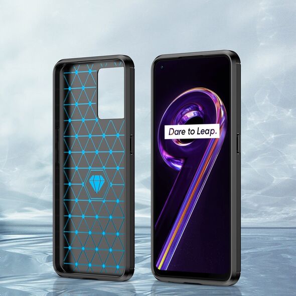 Hurtel Carbon Case elastyczne etui pokrowiec Realme 9 Pro + (9 Pro Plus) czarny 11538380 9145576249208