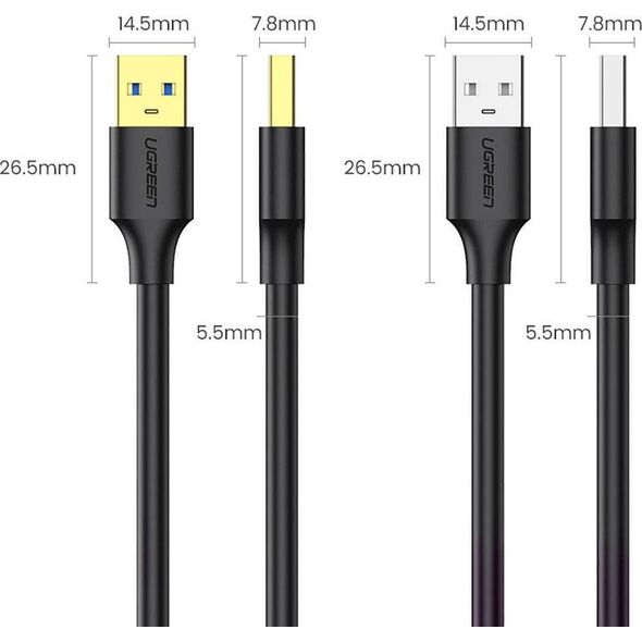 Kabel USB Ugreen USB-A - USB-A 3 m Czarny (90576) 11540342 6957303895762