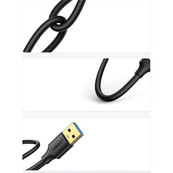 Kabel USB Ugreen USB-A - USB-A 3 m Czarny (90576) 11540342 6957303895762