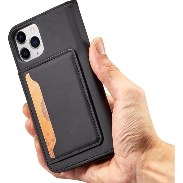 Hurtel Magnet Card Case etui do iPhone 12 Pro Max pokrowiec portfel na karty kartę podstawka czarny 11542288 9145576250822