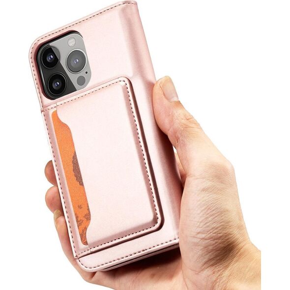 Hurtel Magnet Card Case etui do iPhone 13 Pro pokrowiec portfel na karty kartę podstawka różowy 11542294 9145576250969