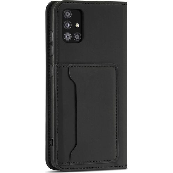 Hurtel Magnet Card Case etui do Samsung Galaxy A12 5G pokrowiec portfel na karty kartę podstawka czarny 11542298 9145576251027