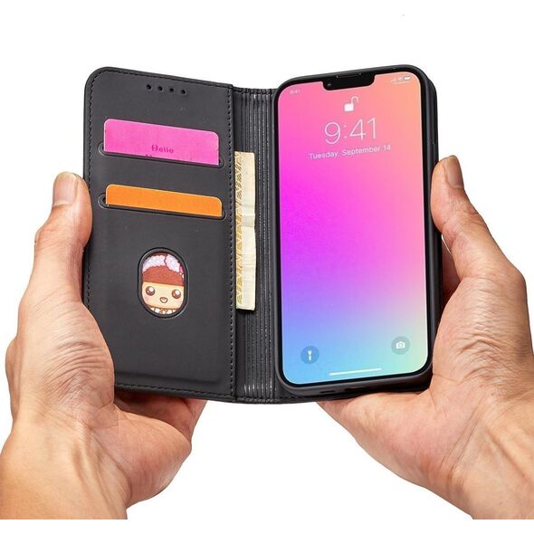 Hurtel Magnet Card Case etui do iPhone 13 Pro Max pokrowiec portfel na karty kartę podstawka czarny 11542301 9145576250983