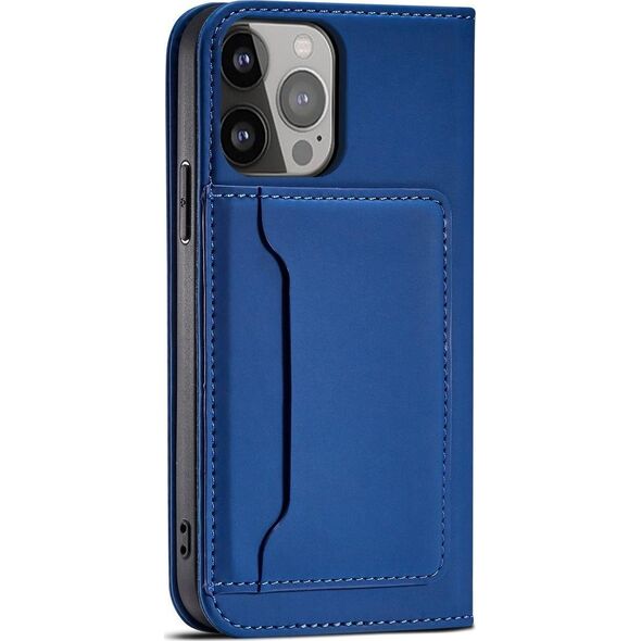Hurtel Magnet Card Case etui do iPhone 13 Pro pokrowiec portfel na karty kartę podstawka niebieski 11542302 9145576250952