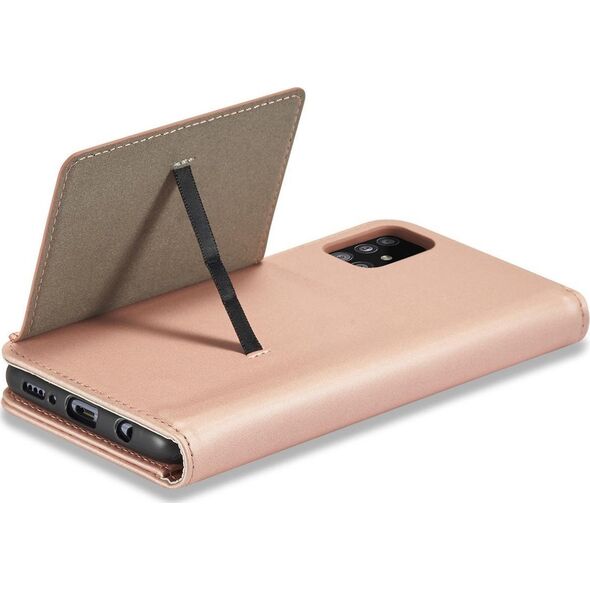 Hurtel Magnet Card Case etui do Samsung Galaxy A12 5G pokrowiec portfel na karty kartę podstawka różowy 11542311 9145576251041