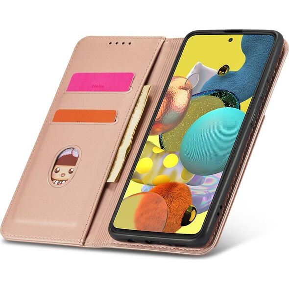 Hurtel Magnet Card Case etui do Samsung Galaxy A12 5G pokrowiec portfel na karty kartę podstawka różowy 11542311 9145576251041