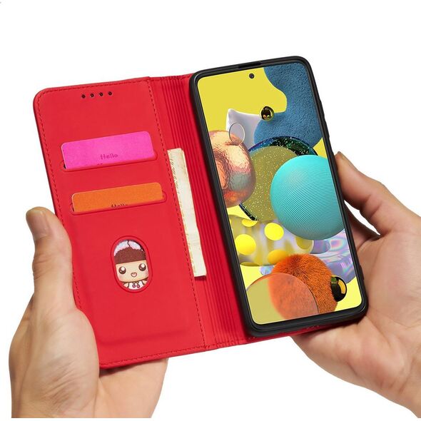 Hurtel Magnet Card Case etui do Samsung Galaxy A13 5G pokrowiec portfel na karty kartę podstawka czerwony 11542320 9145576251133