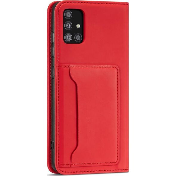 Hurtel Magnet Card Case etui do Samsung Galaxy A13 5G pokrowiec portfel na karty kartę podstawka czerwony 11542320 9145576251133