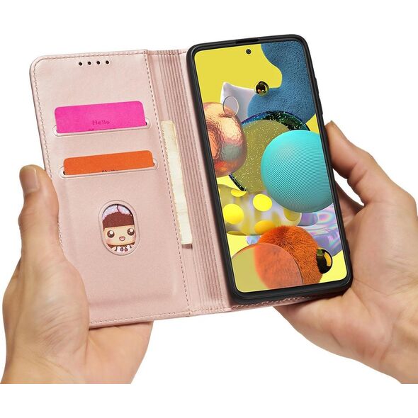 Hurtel Magnet Card Case etui do Samsung Galaxy A13 5G pokrowiec portfel na karty kartę podstawka różowy 11542321 9145576251126