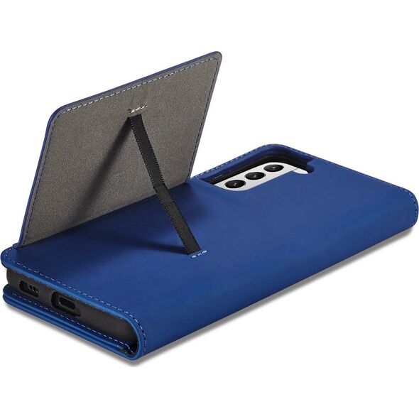 Hurtel Magnet Card Case etui do Samsung Galaxy S22+ (S22 Plus) pokrowiec portfel na karty kartę podstawka niebieski 11542329 9145576251317