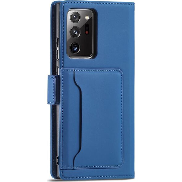 Hurtel Magnet Card Case etui do Samsung Galaxy S22 Ultra pokrowiec portfel na karty kartę podstawka niebieski 11542336 9145576251355