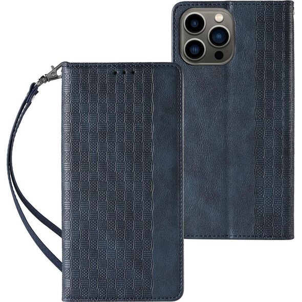 Hurtel Magnet Strap Case etui do iPhone 13 Pro pokrowiec portfel + mini smycz zawieszka niebieski 11542358 9145576250273