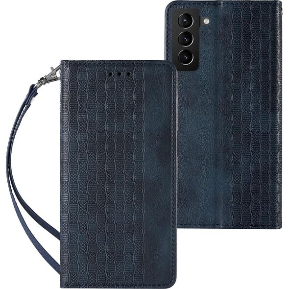 Hurtel Magnet Strap Case etui do Samsung Galaxy S22+ (S22 Plus) pokrowiec portfel + mini smycz zawieszka niebieski 11542387 9145576250631