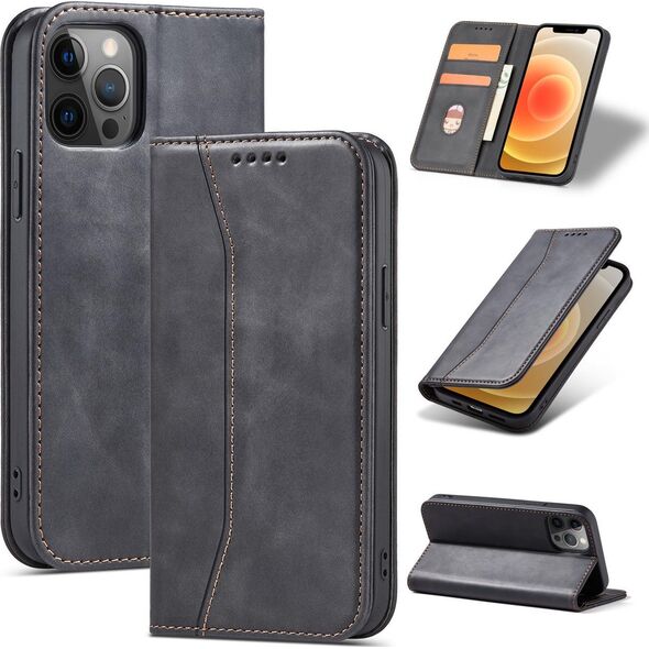 Hurtel Magnet Fancy Case etui do iPhone 12 Pro Max pokrowiec portfel na karty kartę podstawka czarny 11542411 9145576249468
