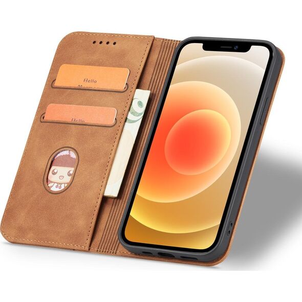 Hurtel Magnet Fancy Case etui do iPhone 12 Pro Max pokrowiec portfel na karty kartę podstawka brązowy 11542412 9145576249482