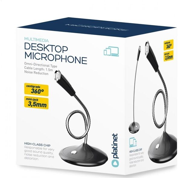 Mikrofon Platinet Office/Home Desktop Jack 3.5 czarny (45576) 11543977 5907595455763
