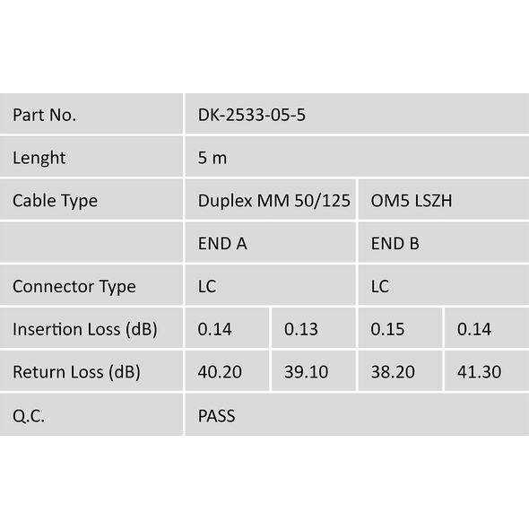 Digitus DIGITUS LWL Patchkabel, LC/LC MM, OM5, 50/125µ, Duplex 5m 11717977 4016032424536