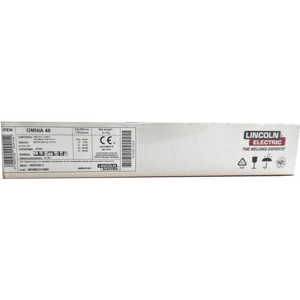 Lincoln Electric ELEKTRODA RUTYLOWA 2,5mm 350mm 2,1kg OMNIA 46 LINCOLN ELECTRIC 11737319 5945700004154