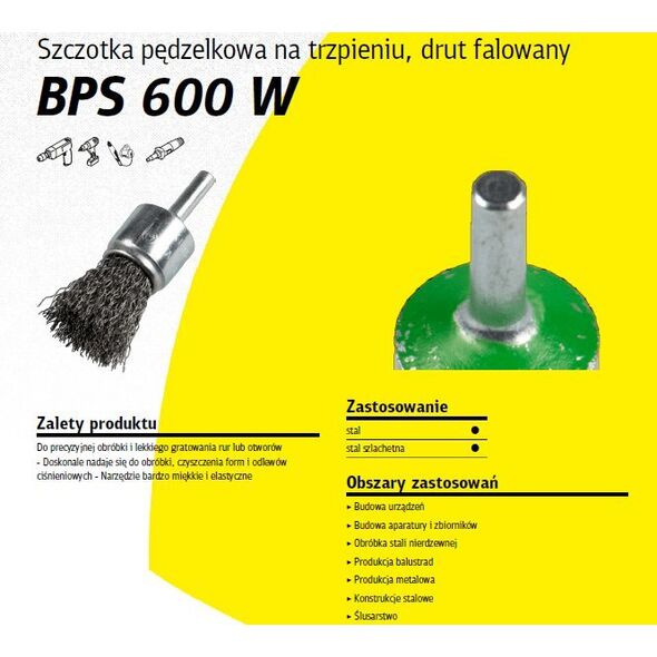 Klingspor K.SZCZOTKA PĘDZELKOWA 12mm BPS600W DRUT FALISTY NIERDZEWNY 11740345 4014855450848