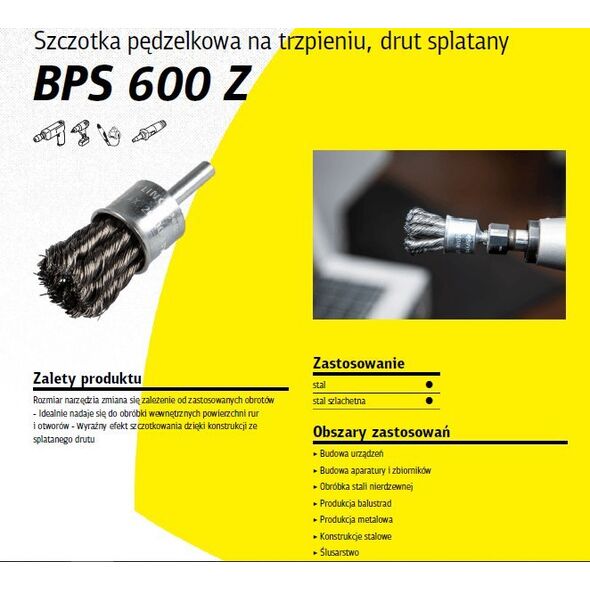 Klingspor K.SZCZOTKA PĘDZELKOWA 22mm BPS600Z DRUT SKRĘCANY NIERDZEWNY 11740346 4014855451890