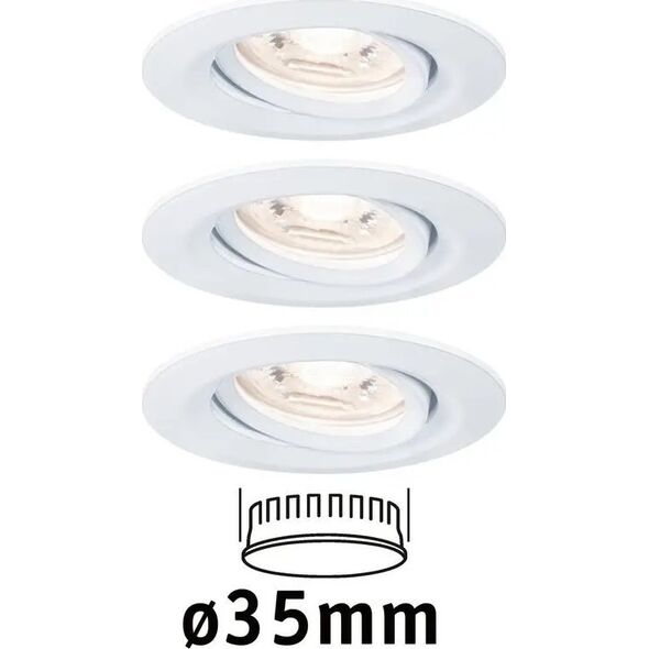 Paulmann Oprawa wbudowana Nova mini Coin okrągła ruchoma LED 3x4W 310lm Biały Mat/Aluminium 11757718 4000870942932