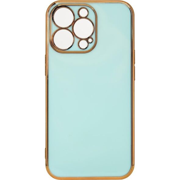 Hurtel Lighting Color Case etui do iPhone 12 Pro Max żelowy pokrowiec ze złotą ramką miętowy 11833840 9145576252741