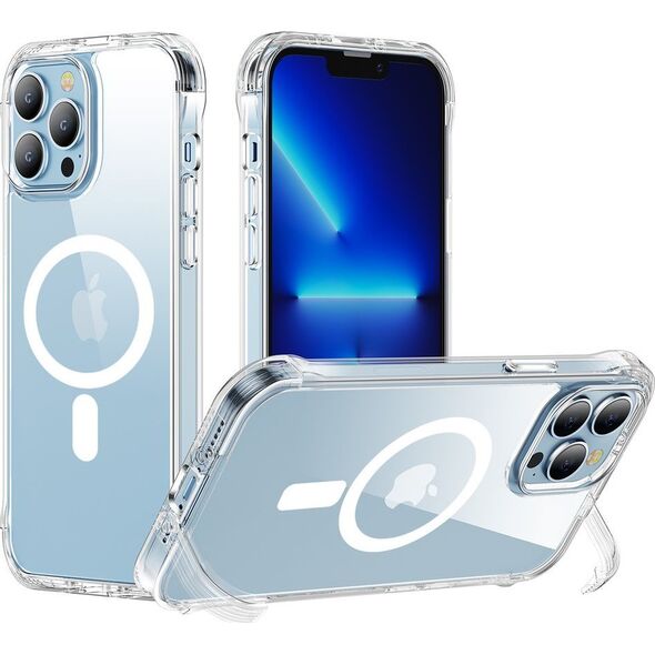 Joyroom Joyroom Magnetic Defender magnetyczne etui do iPhone 14 pancerny pokrowiec z haczykami podstawką przezroczysty (kompatybilne z MagSafe) 11834561 6956116729950