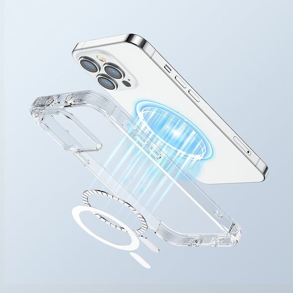 Joyroom Joyroom Magnetic Defender magnetyczne etui do iPhone 14 pancerny pokrowiec z haczykami podstawką przezroczysty (kompatybilne z MagSafe) 11834561 6956116729950