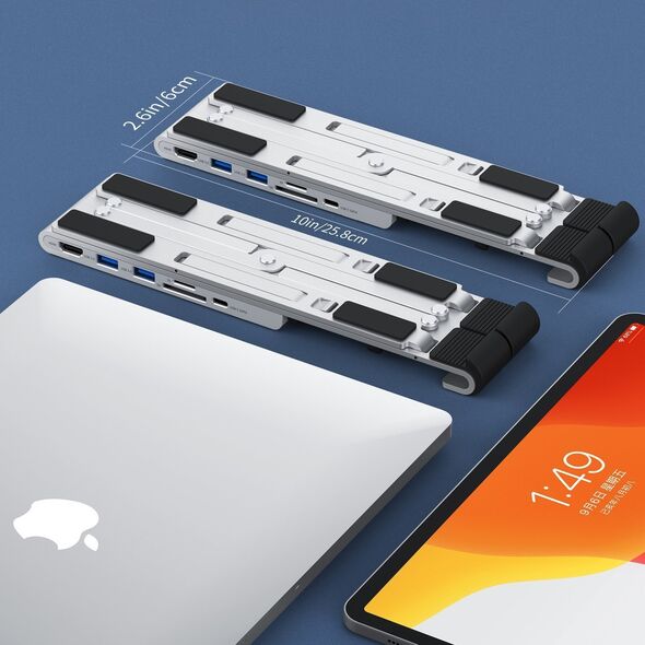 Choetech Choetech podstawka stacja wielofunkcyjna do laptopa PD/USB-C HDMI(4K/30Hz)/2xUSB-A/1xUSB-C/1xSD/1xTF czarny (HUB-M43) 11834593 6932112102096