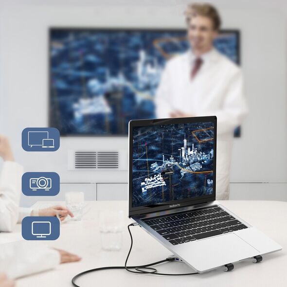 Choetech Choetech podstawka stacja wielofunkcyjna do laptopa PD/USB-C HDMI(4K/30Hz)/2xUSB-A/1xUSB-C/1xSD/1xTF czarny (HUB-M43) 11834593 6932112102096