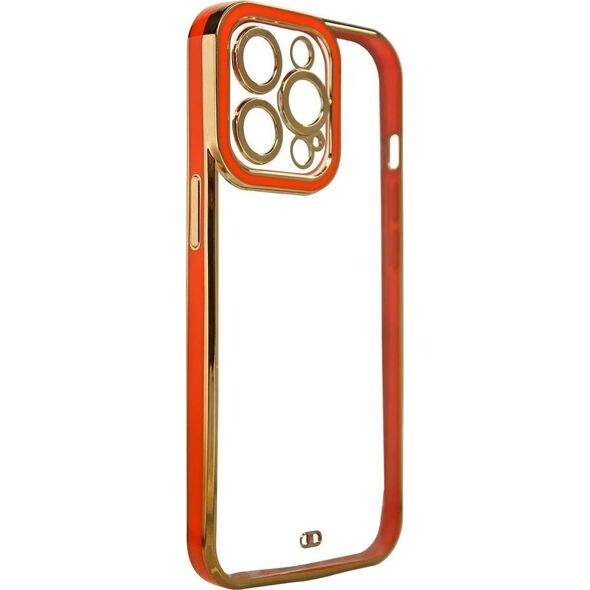 Hurtel Fashion Case etui do iPhone 12 Pro Max żelowy pokrowiec ze złotą ramką czerwony 11835280 9145576252116