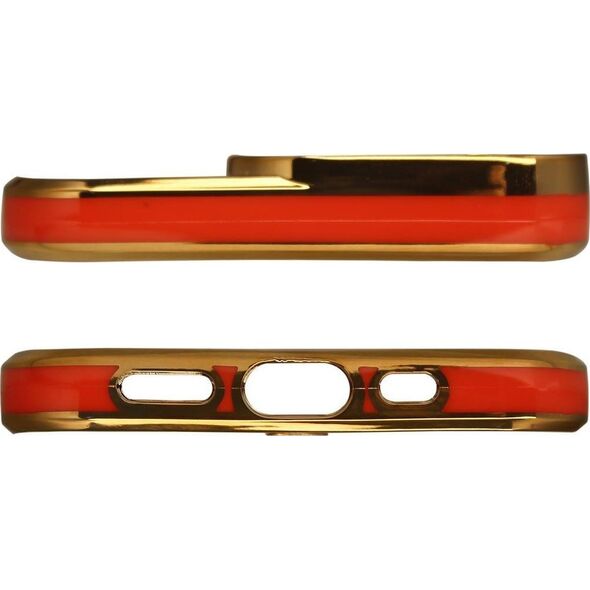 Hurtel Fashion Case etui do iPhone 12 Pro żelowy pokrowiec ze złotą ramką czerwony 11835299 9145576252062